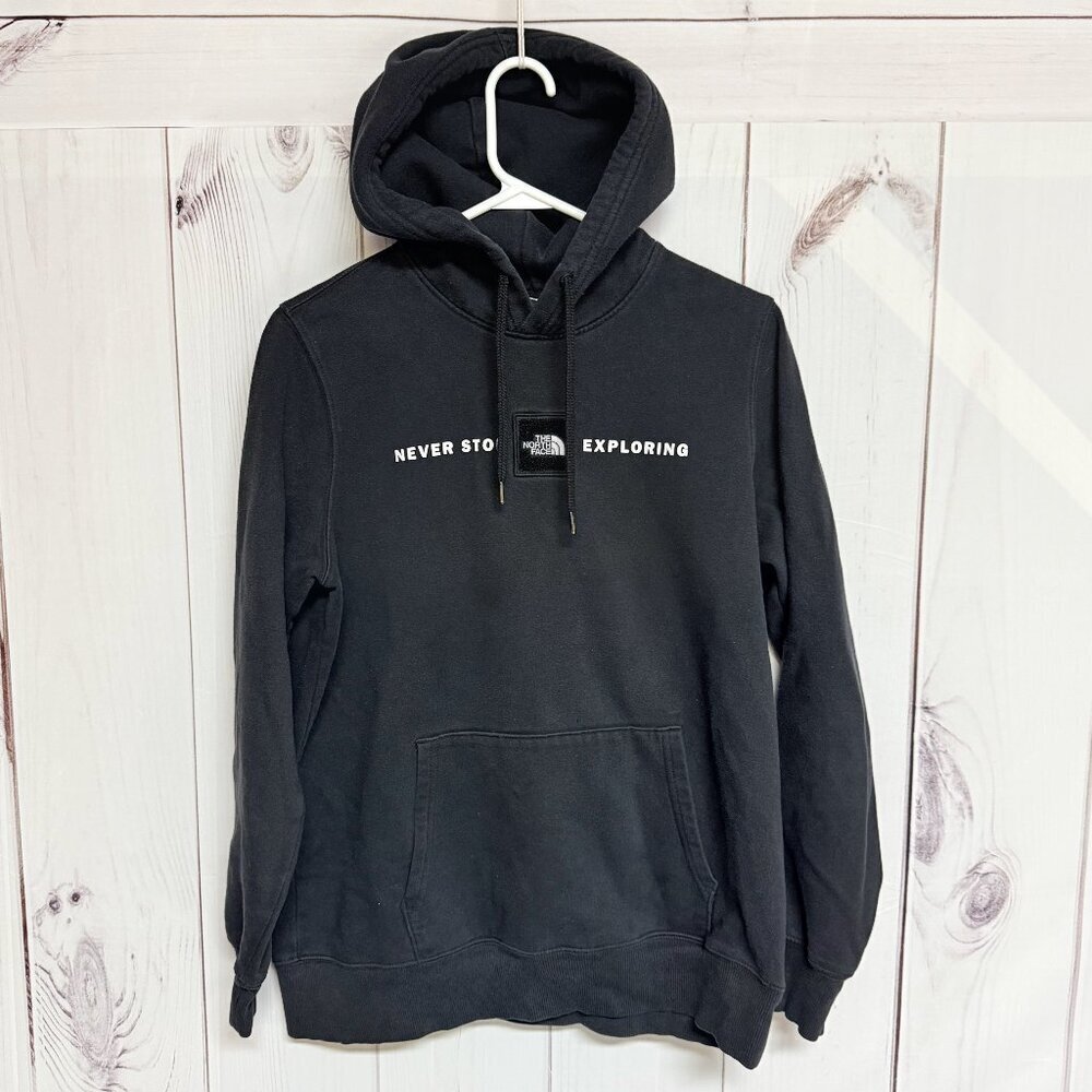 The North Face Never Stop Exploring Hoodie Medium Black Wash Faded GUC